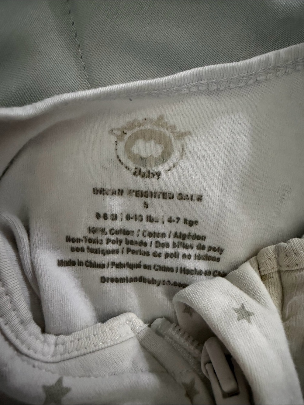 Dreamland Baby Weighted Sleep Sack Small 6-10 lbs White Gray Stars Wearable - Picture 5 of 5